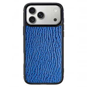 Blue iPhone 17 Pro / Pro Max Shark Leather Case – Handmade Luxury